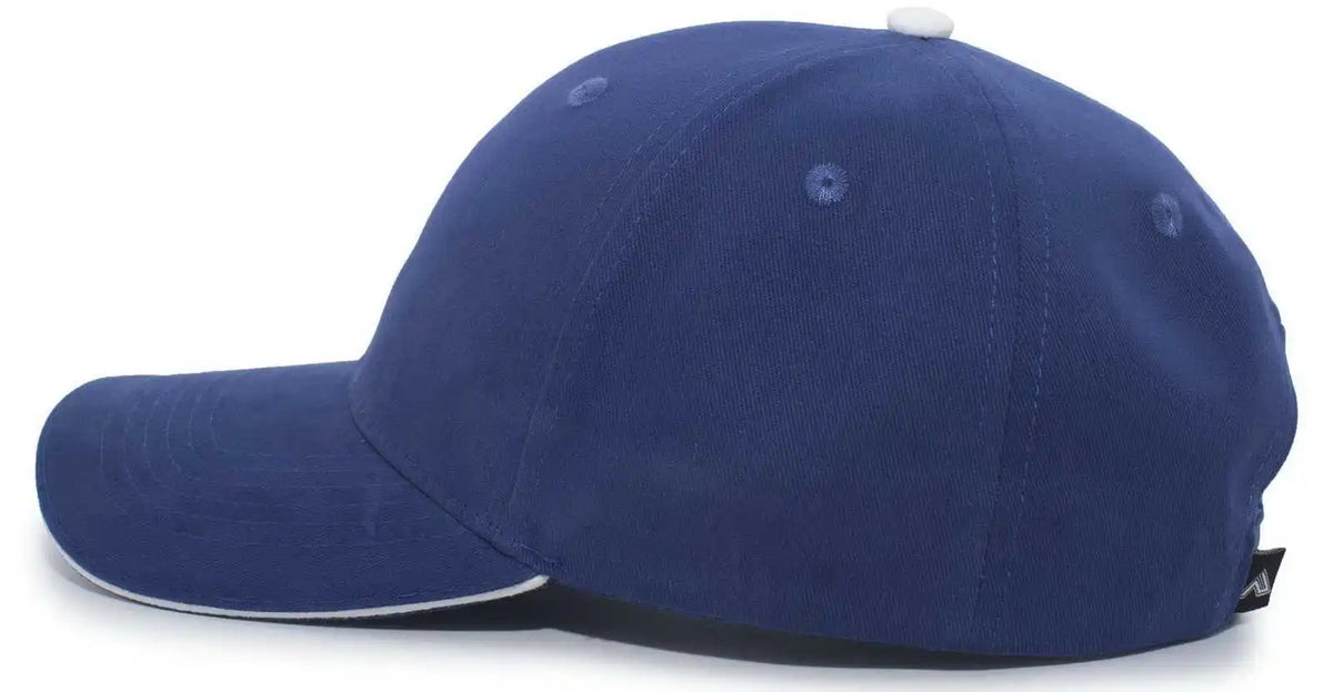 Pacific Headwear 121c Brushed Cotton Sandwich Visor Hook-and-loop Cap - Royal White - 7’’ - 7 7/8’’