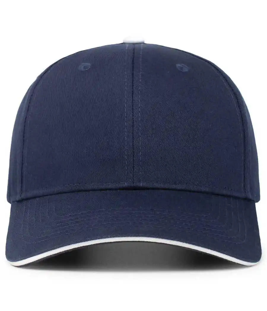 Pacific Headwear 121c Brushed Cotton Sandwich Visor Hook-and-loop Cap - Navy White - 7’’ - 7 7/8’’
