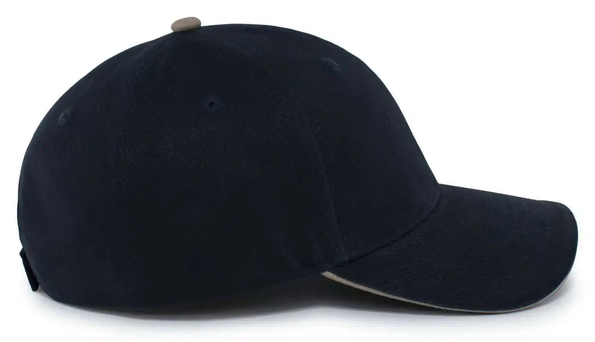 Pacific Headwear 121c Brushed Cotton Sandwich Visor Hook-and-loop Cap - Navy Khaki - 7’’ - 7 7/8’’