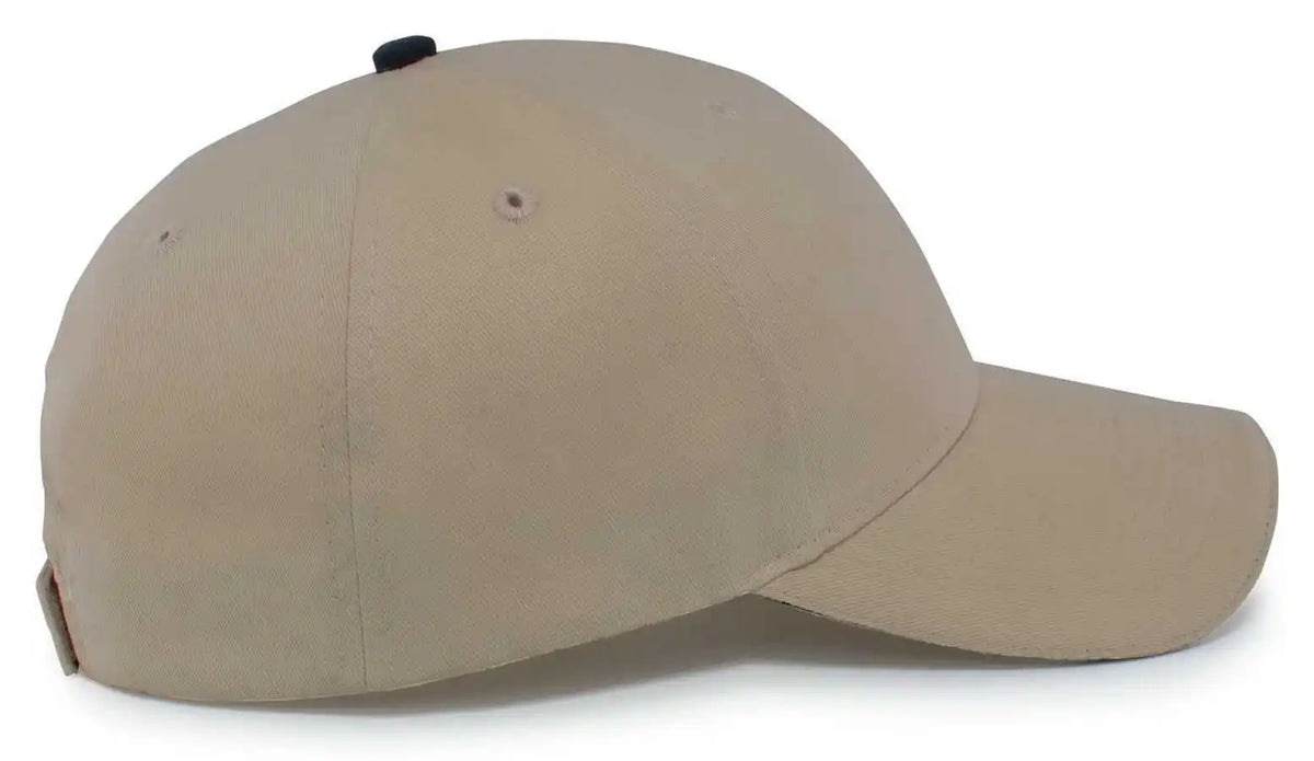 Pacific Headwear 121c Brushed Cotton Sandwich Visor Hook-and-loop Cap - Khaki Black - 7’’ - 7 7/8’’