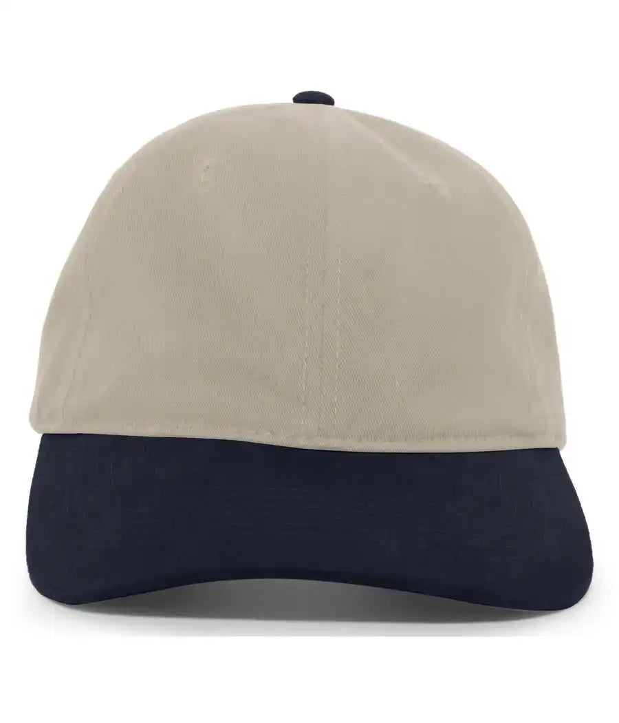 Pacific Headwear 201c Brushed Cotton Twill Buckle Strap Adjustable Cap - Khaki Navy - 7’’ - 7 7/8’’