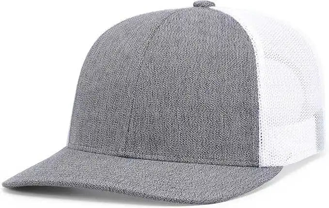 Pacific Headwear 210c Melange Heather Low-profile Trucker - Grey White - 7’’ - 7 7/8’’