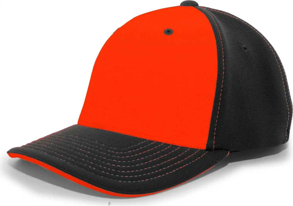 Pacific Headwear 398f M2 Performance Flexfit Cap - Black Orange - 6 3/8’’ - 7/8’’