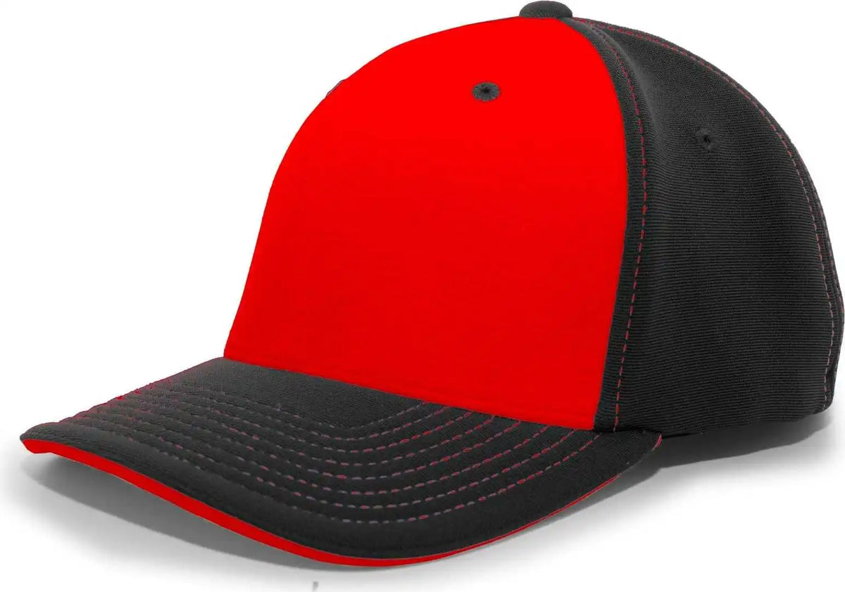 Pacific Headwear 398f M2 Performance Flexfit Cap - Black Red - 6 3/8’’ - 7/8’’