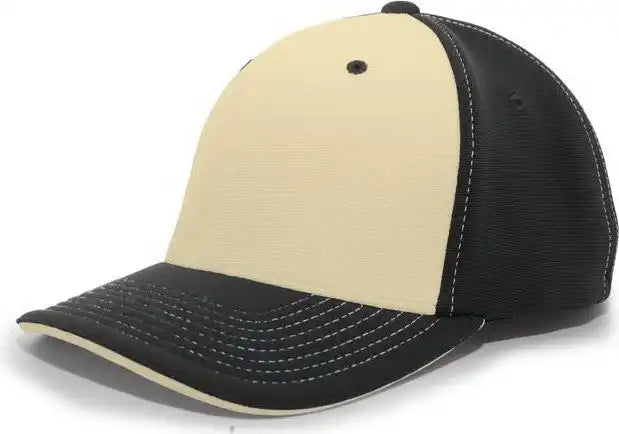 Pacific Headwear 398f M2 Performance Flexfit Cap - Black Vegas Gold - 6 3/8’’ - 7/8’’