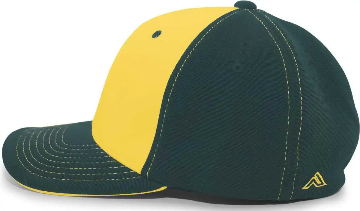 Pacific Headwear 398f M2 Performance Flexfit Cap - Dark Green Gold