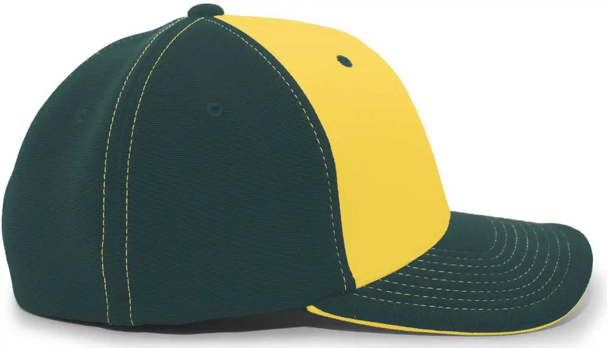 Pacific Headwear 398f M2 Performance Flexfit Cap - Dark Green Gold