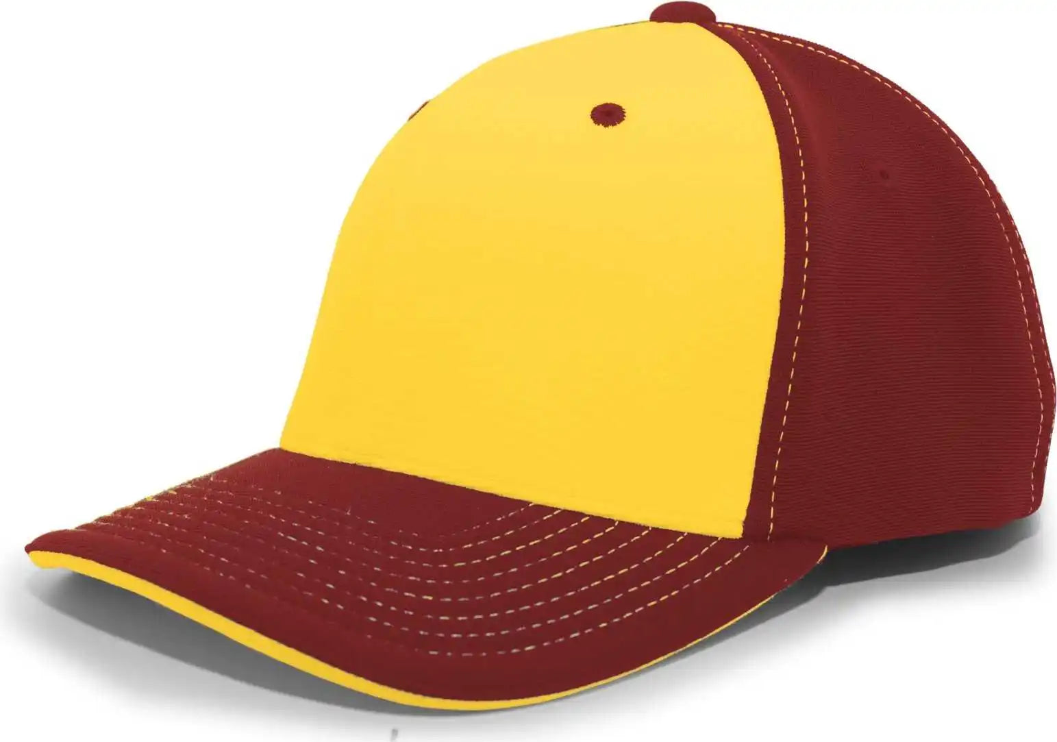 Pacific Headwear 398f M2 Performance Flexfit Cap - Maroon Gold - 6 1/2’’ - 7’’