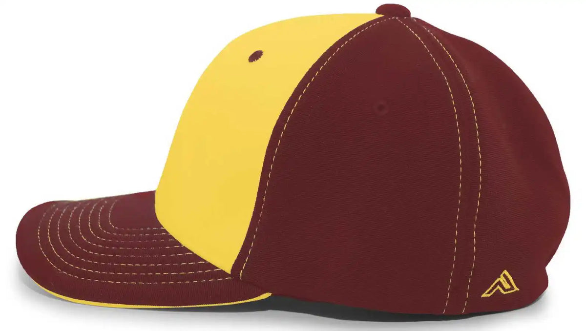Pacific Headwear 398f M2 Performance Flexfit Cap - Maroon Gold