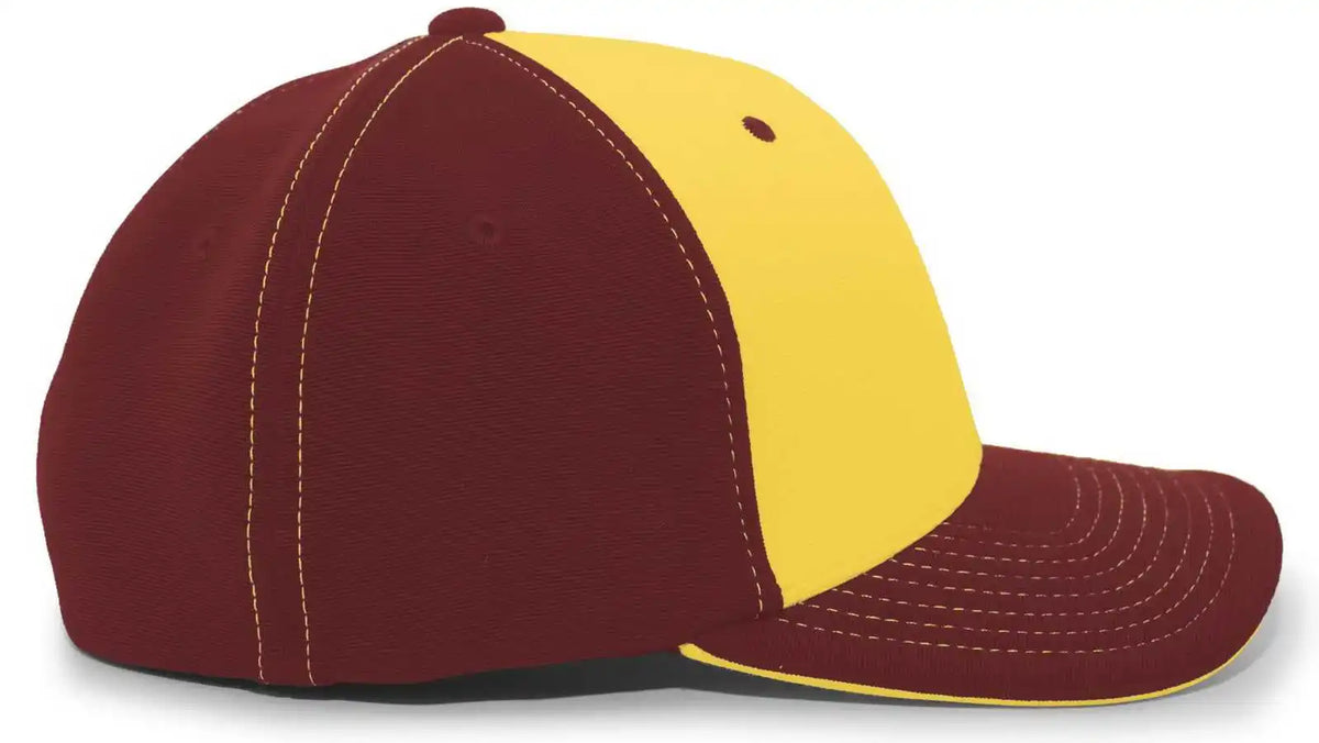 Pacific Headwear 398f M2 Performance Flexfit Cap - Maroon Gold