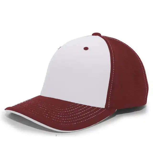 Pacific Headwear 398f M2 Performance Flexfit Cap - Maroon Silver