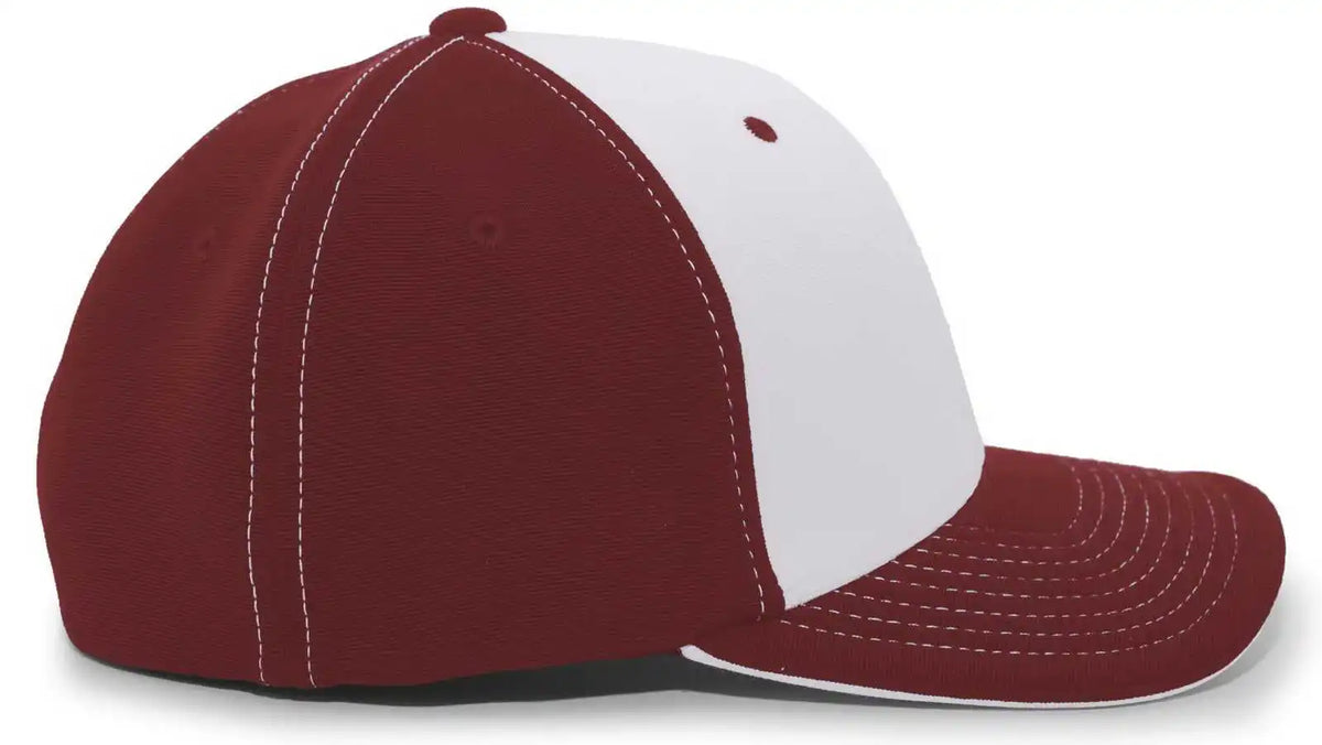 Pacific Headwear 398f M2 Performance Flexfit Cap - Maroon Silver
