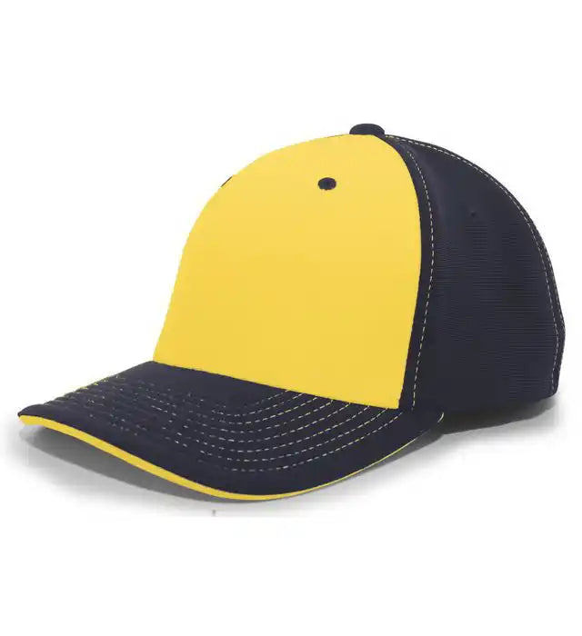 Pacific Headwear 398f M2 Performance Flexfit Cap - Navy Gold - 6 1/2’’ - 7’’