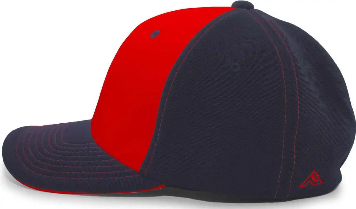 Pacific Headwear 398f M2 Performance Flexfit Cap - Navy Red