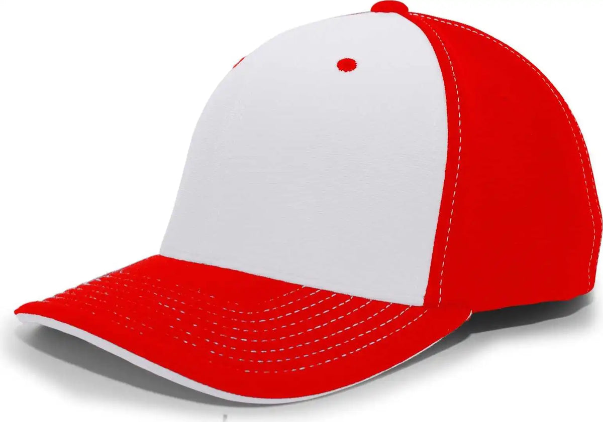 Pacific Headwear 398f M2 Performance Flexfit Cap - Red Silver - Light Gray / 6 1/2’’ - 7’’