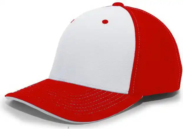 Pacific Headwear 398f M2 Performance Flexfit Cap - Red White - 6 1/2’’ - 7’’