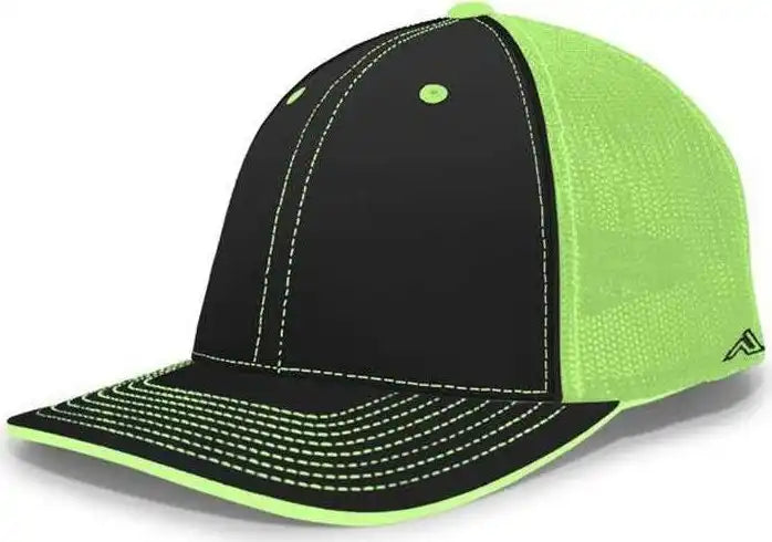 Pacific Headwear 404f Trucker Flexfit Cap - Black Neon Green - 6 1/2’’ 7’’