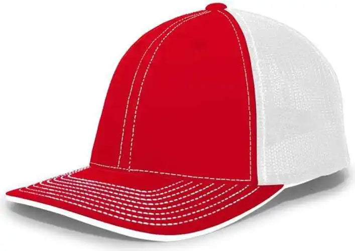 Pacific Headwear 404f Trucker Flexfit Cap - Red White - 6 1/2’’ 7’’