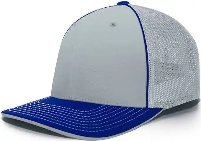 Pacific Headwear 404f Trucker Flexfit Cap - Silver Royal - Light Gary / 6 1/2’’ 7’’