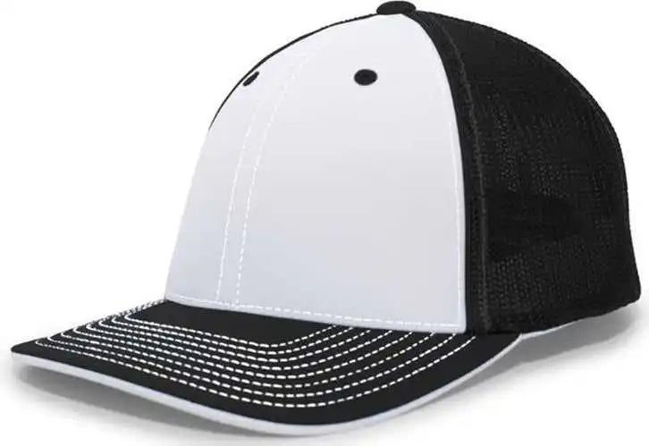 Pacific Headwear 404f Trucker Flexfit Cap - White Black - 6 1/2’’ 7’’