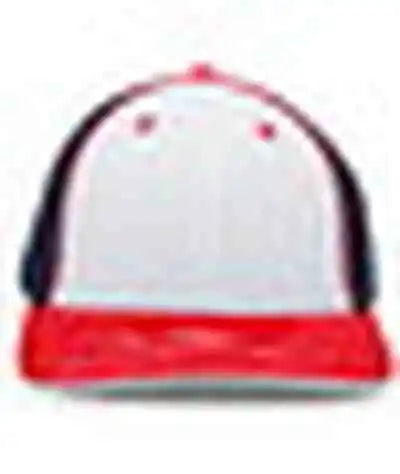 Pacific Headwear 404f Trucker Flexfit Cap - White Navy Red - 6 1/2’’ 7’’