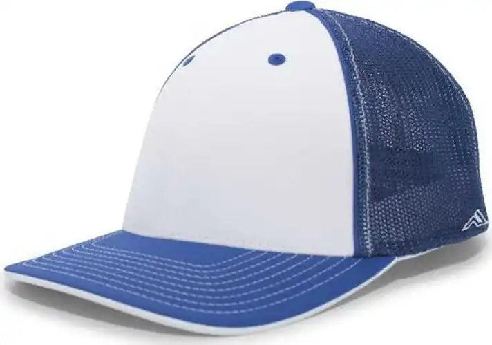 Pacific Headwear 404f Trucker Flexfit Cap - White Royal - 6 1/2’’ 7’’