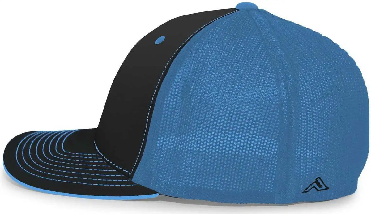 Pacific Headwear 404m Trucker Flexfit Cap - Black Neon Blue