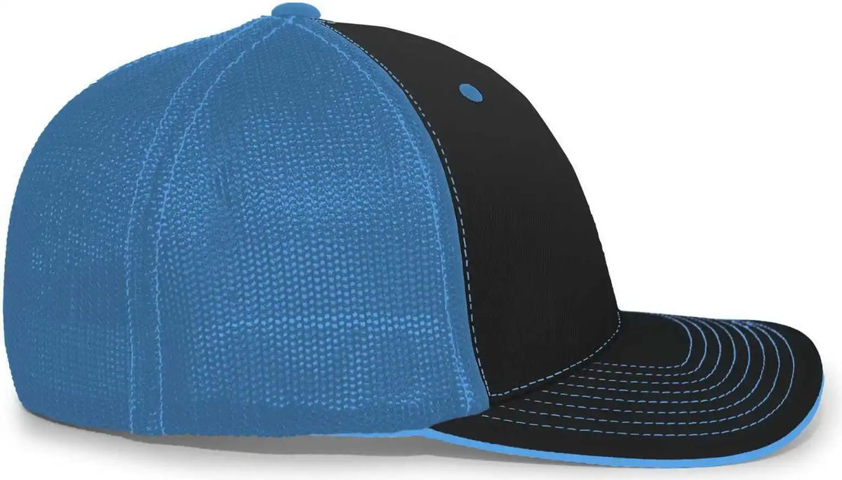 Pacific Headwear 404m Trucker Flexfit Cap - Black Neon Blue