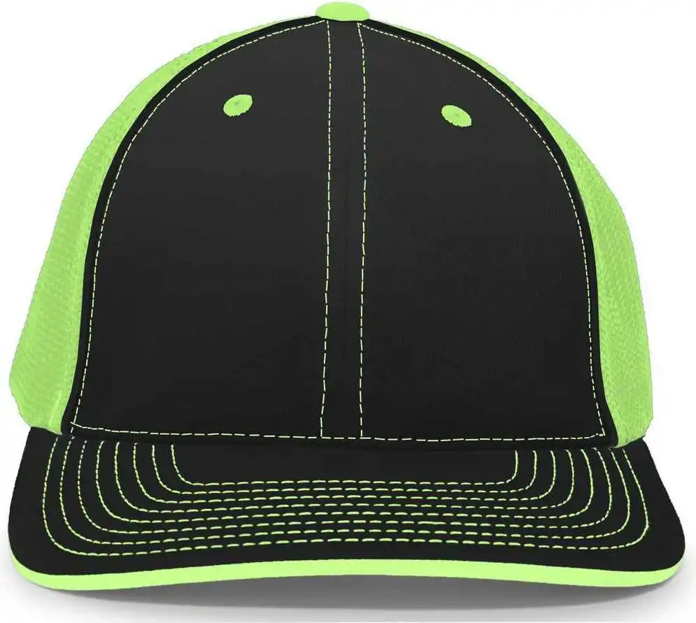 Pacific Headwear 404m Trucker Flexfit Cap - Black Neon Green
