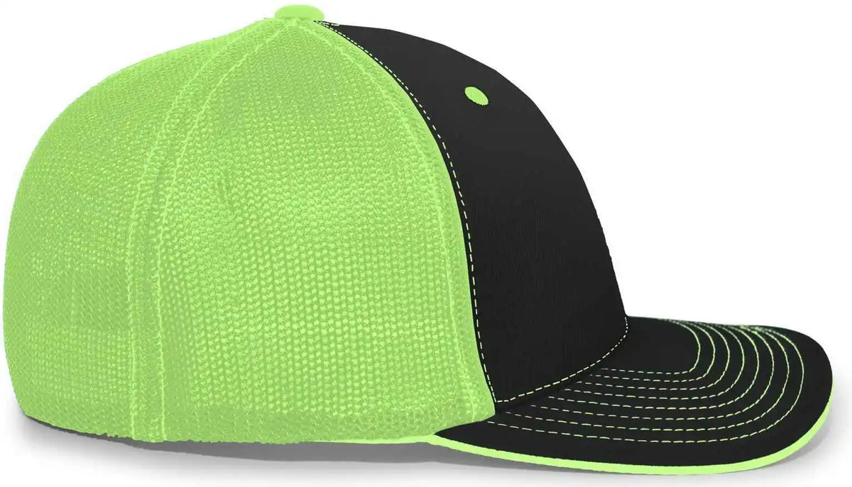 Pacific Headwear 404m Trucker Flexfit Cap - Black Neon Green