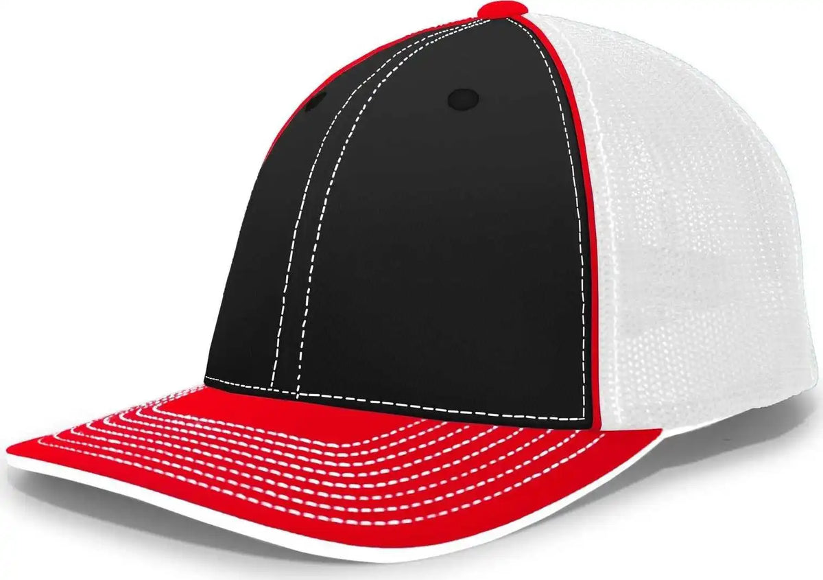 Pacific Headwear 404m Trucker Flexfit Cap - Black Red - 6 1/2’’ - 7’’