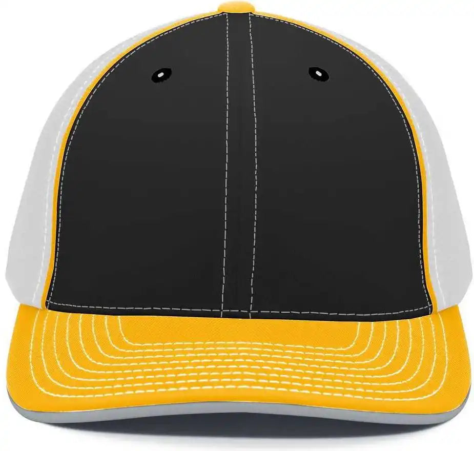 Pacific Headwear 404m Trucker Flexfit Cap - Black White Gold - 6 3/8’’ - 7/8’’