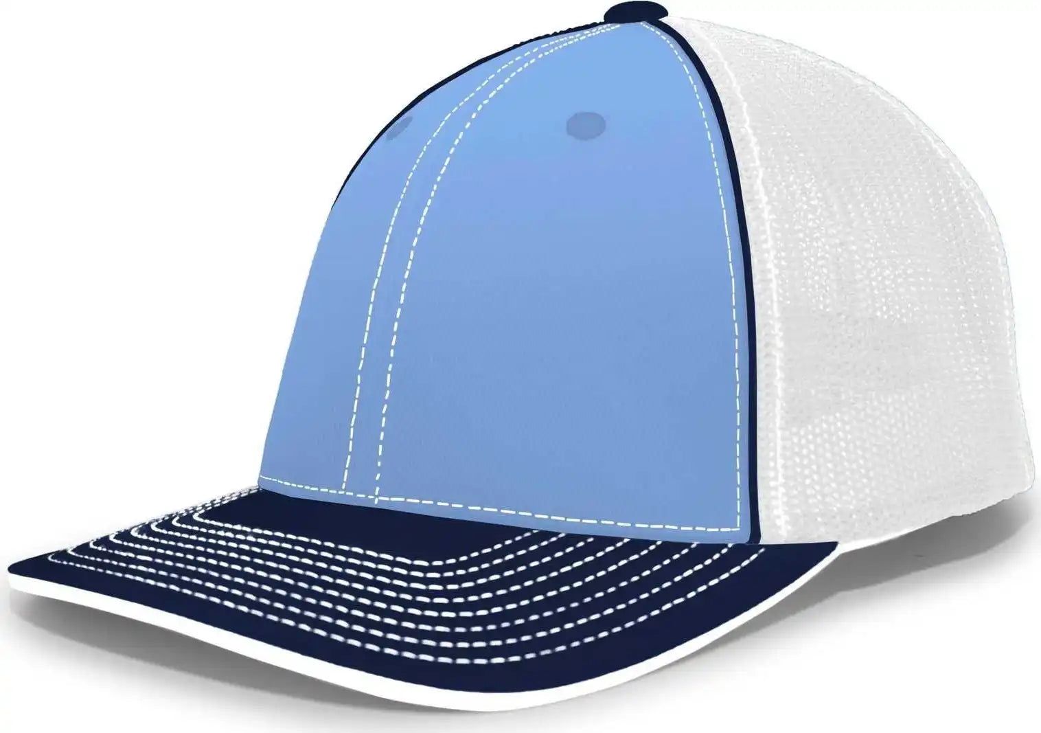 Pacific Headwear 404m Trucker Flexfit Cap - Columbia Blue Navy White - 6 1/2’’ - 7’’