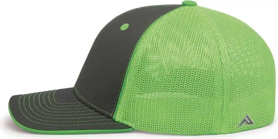Pacific Headwear 404m Trucker Flexfit Cap - Graphite Neon Green