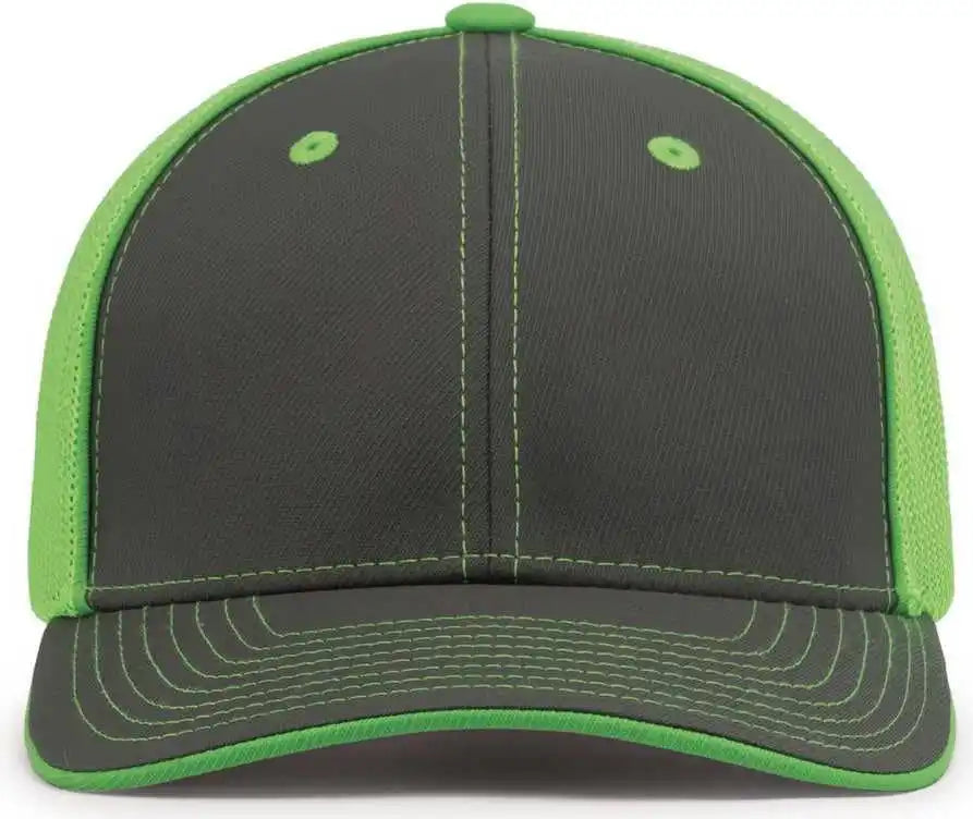 Pacific Headwear 404m Trucker Flexfit Cap - Graphite Neon Green