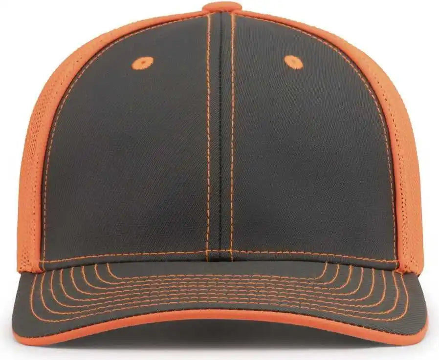 Pacific Headwear 404m Trucker Flexfit Cap - Graphite Neon Orange