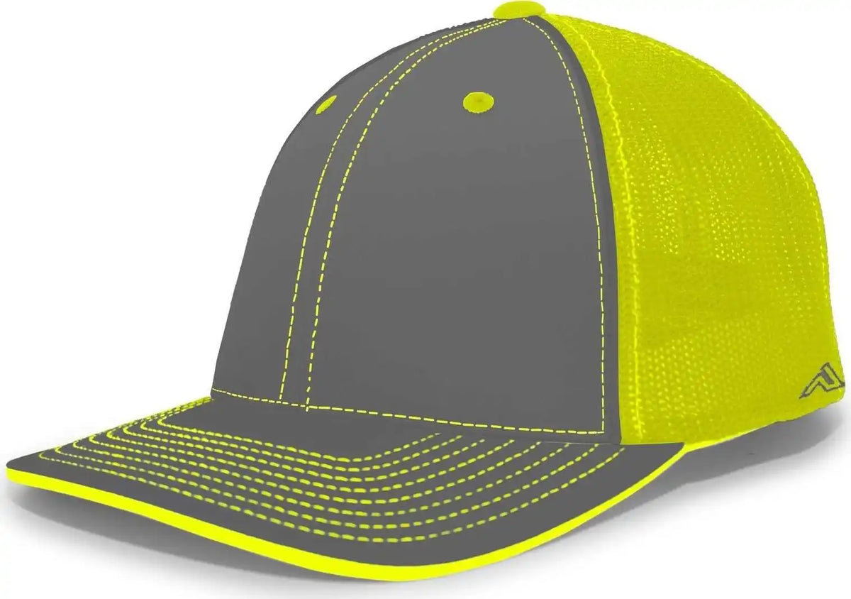 Pacific Headwear 404m Trucker Flexfit Cap - Graphite Neon Yellow - Dark Gray / 6 1/2’’ - 7’’