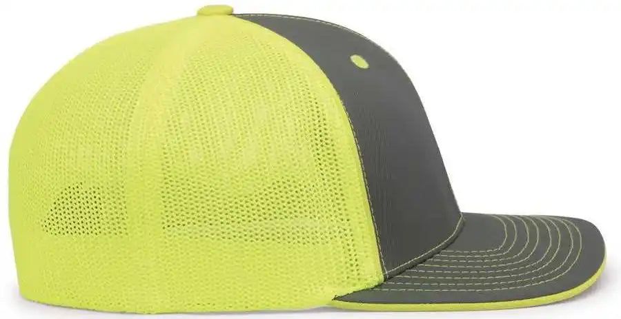 Pacific Headwear 404m Trucker Flexfit Cap - Graphite Neon Yellow