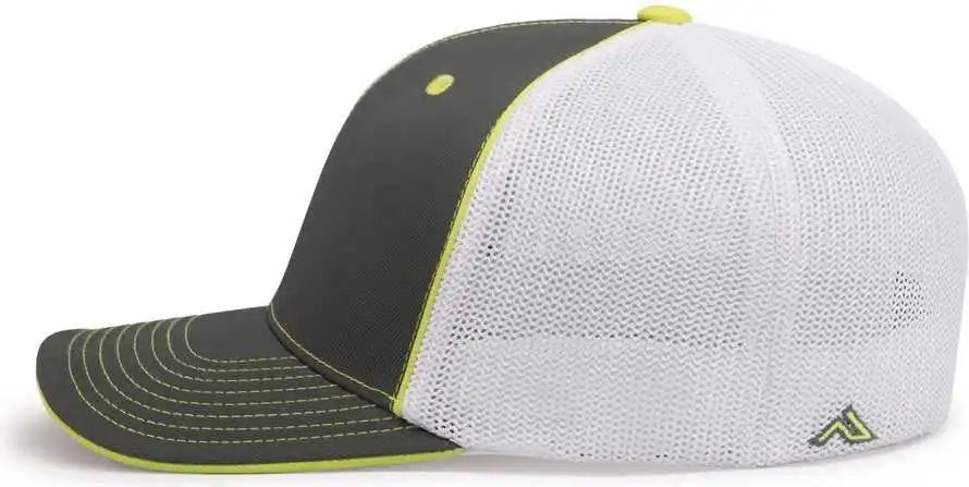 Pacific Headwear 404m Trucker Flexfit Cap - Graphite White Neon Yellow