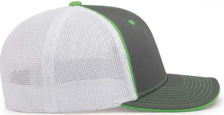 Pacific Headwear 404m Trucker Flexfit Cap - Graphite White Neon Green