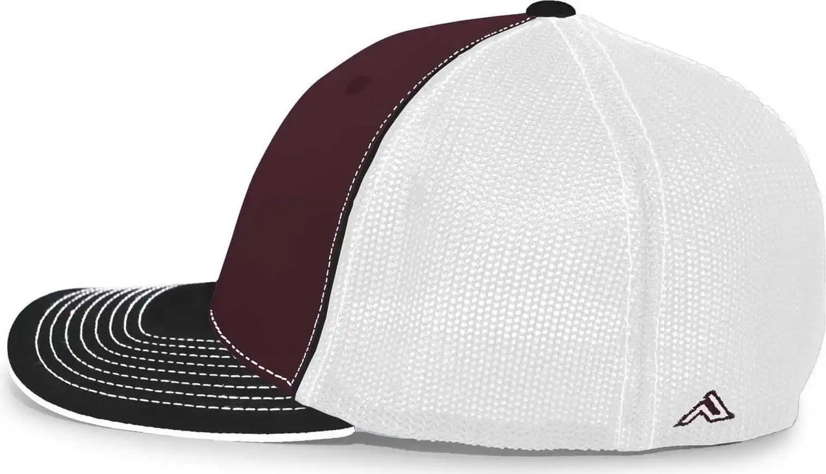 Pacific Headwear 404m Trucker Flexfit Cap - Maroon Black