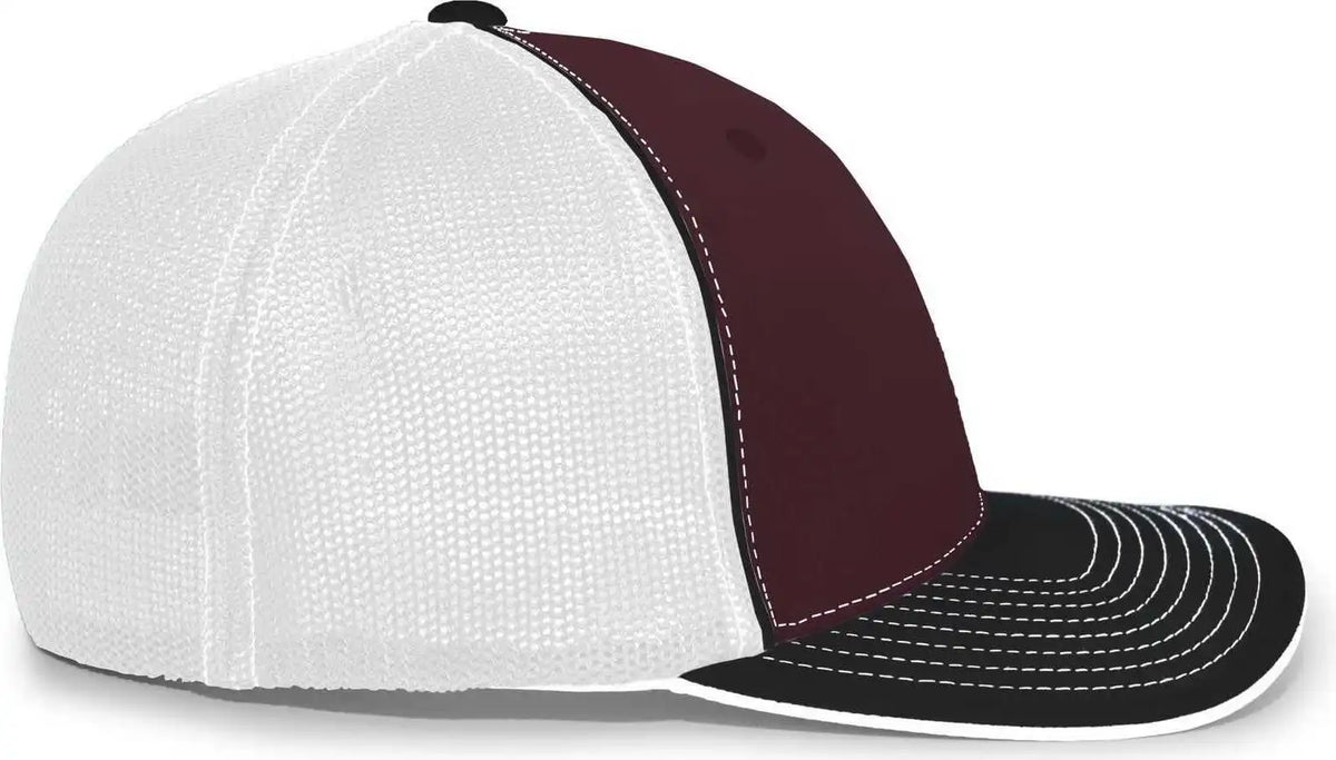 Pacific Headwear 404m Trucker Flexfit Cap - Maroon Black