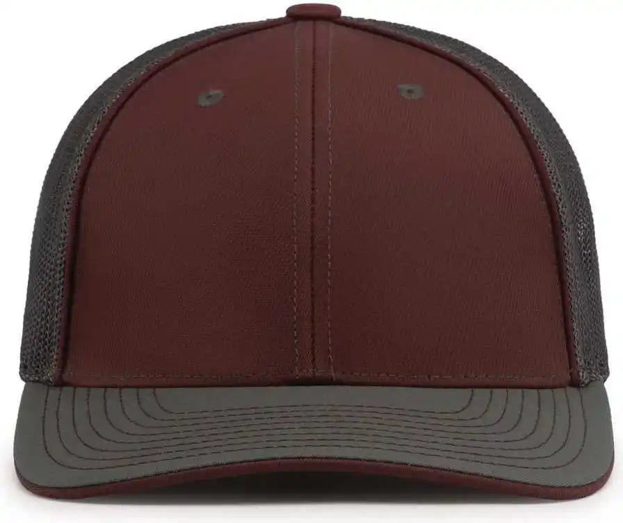 Pacific Headwear 404m Trucker Flexfit Cap - Maroon Graphite