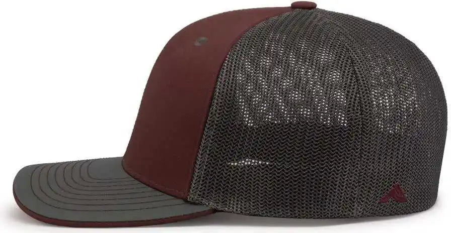 Pacific Headwear 404m Trucker Flexfit Cap - Maroon Graphite