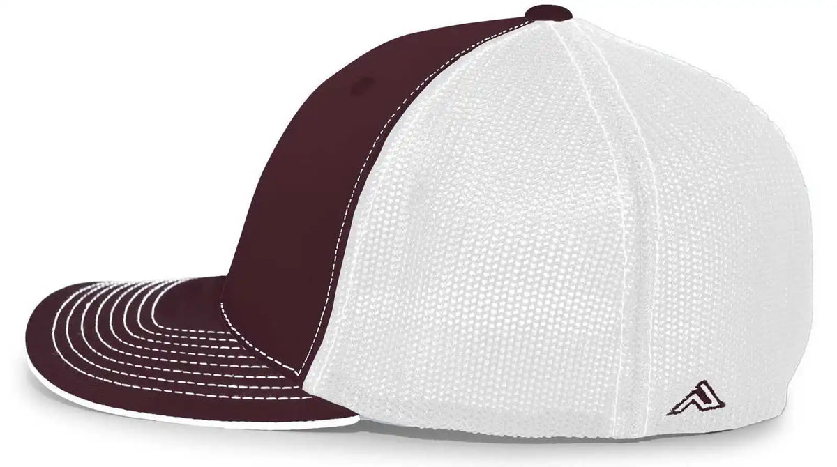 Pacific Headwear 404m Trucker Flexfit Cap - Maroon White