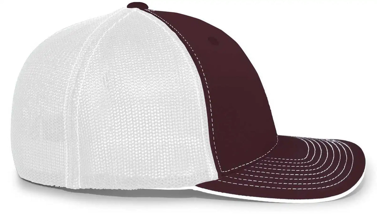 Pacific Headwear 404m Trucker Flexfit Cap - Maroon White