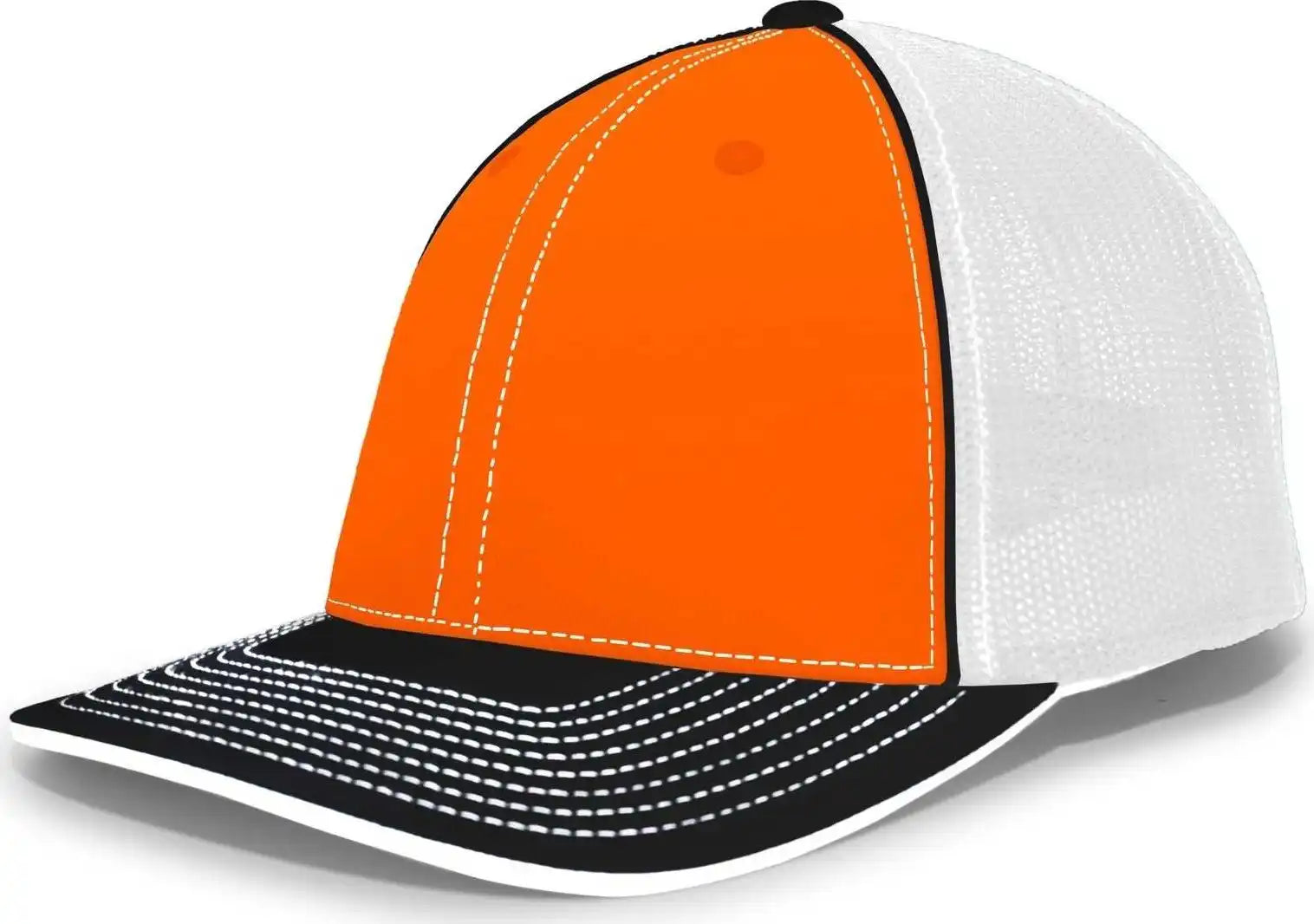 Pacific Headwear 404m Trucker Flexfit Cap - Orange Black - 6 1/2’’ - 7’’