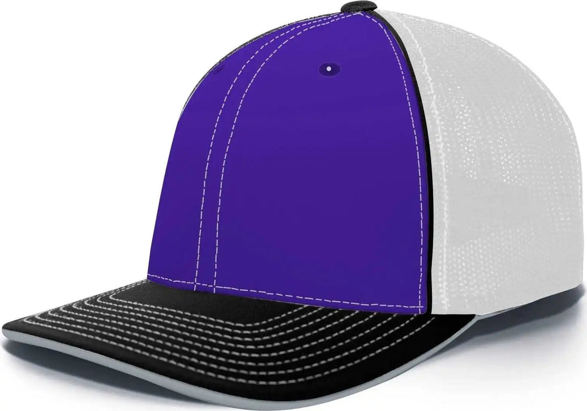 Pacific Headwear 404m Trucker Flexfit Cap - Purple White Black - 6 3/8’’ - 7/8’’