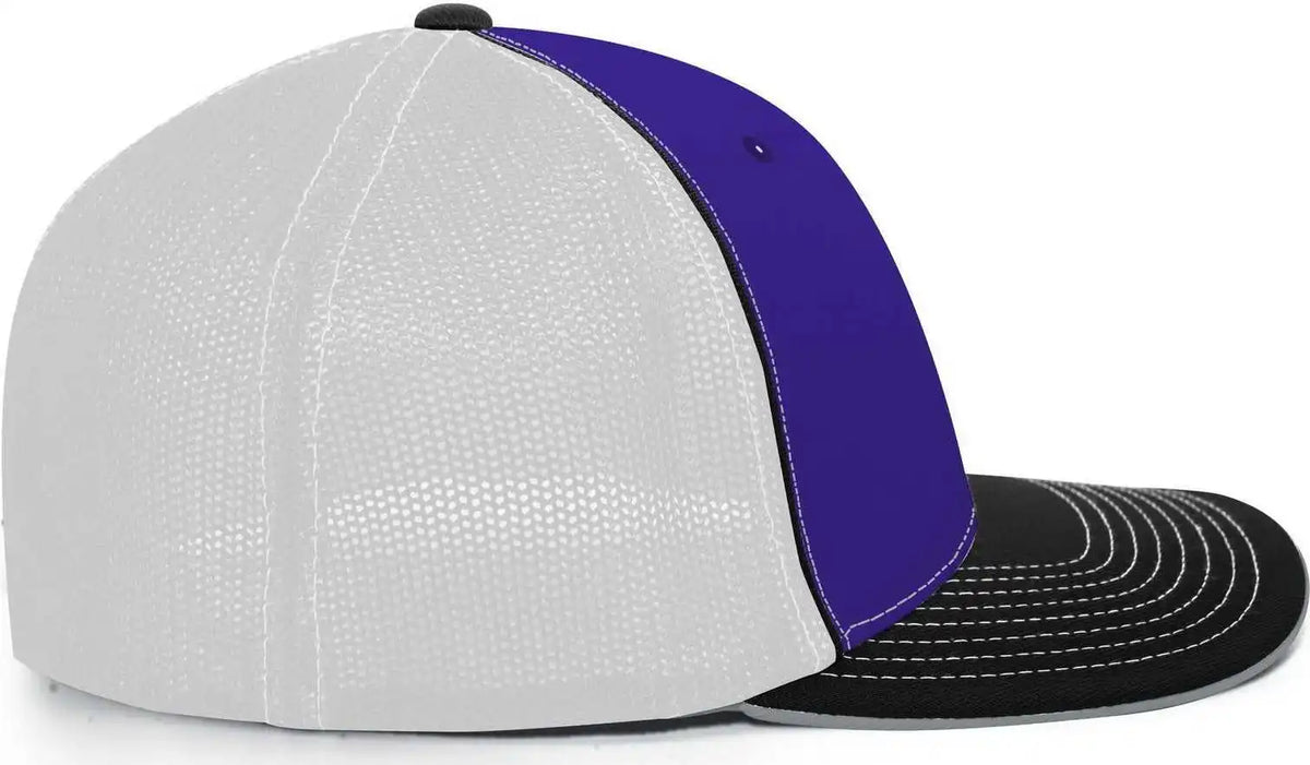 Pacific Headwear 404m Trucker Flexfit Cap - Purple White Black