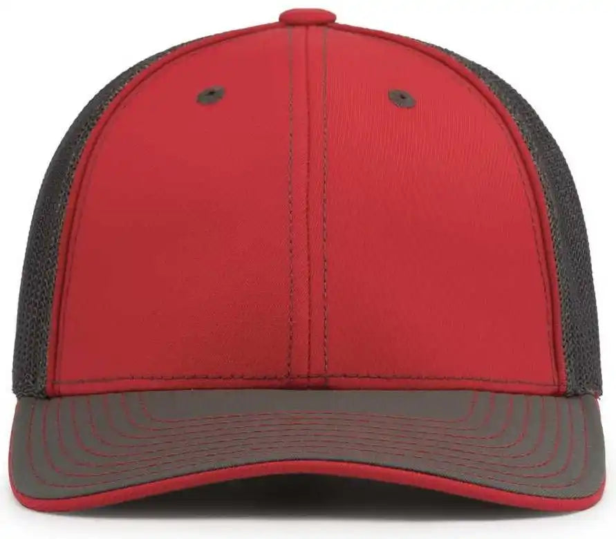Pacific Headwear 404m Trucker Flexfit Cap - Red Graphite - Dark Gray / 6 1/2’’ - 7’’